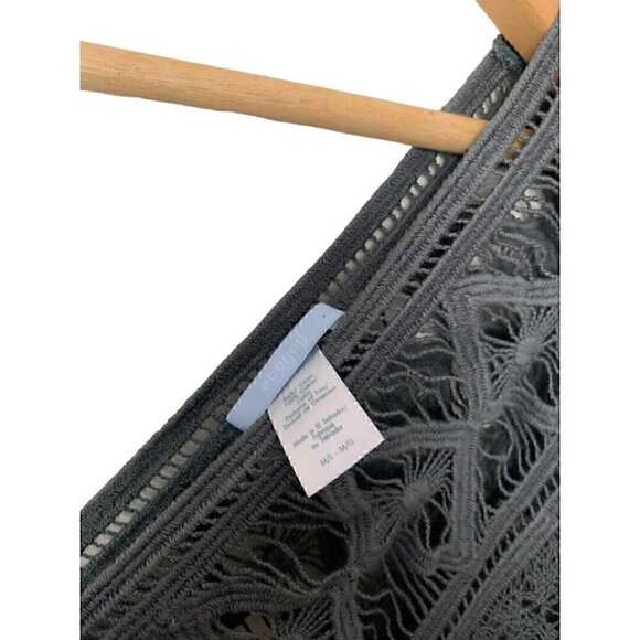 Eberjey Crochet Grey Beach Poncho Coverup M/L - Picture 5 of 5